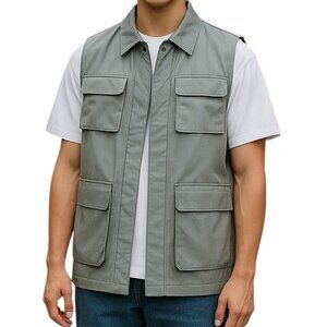 New York Board Surf Sportsmans Vest-Size L-Gray-Zip Up with Velcro Closing